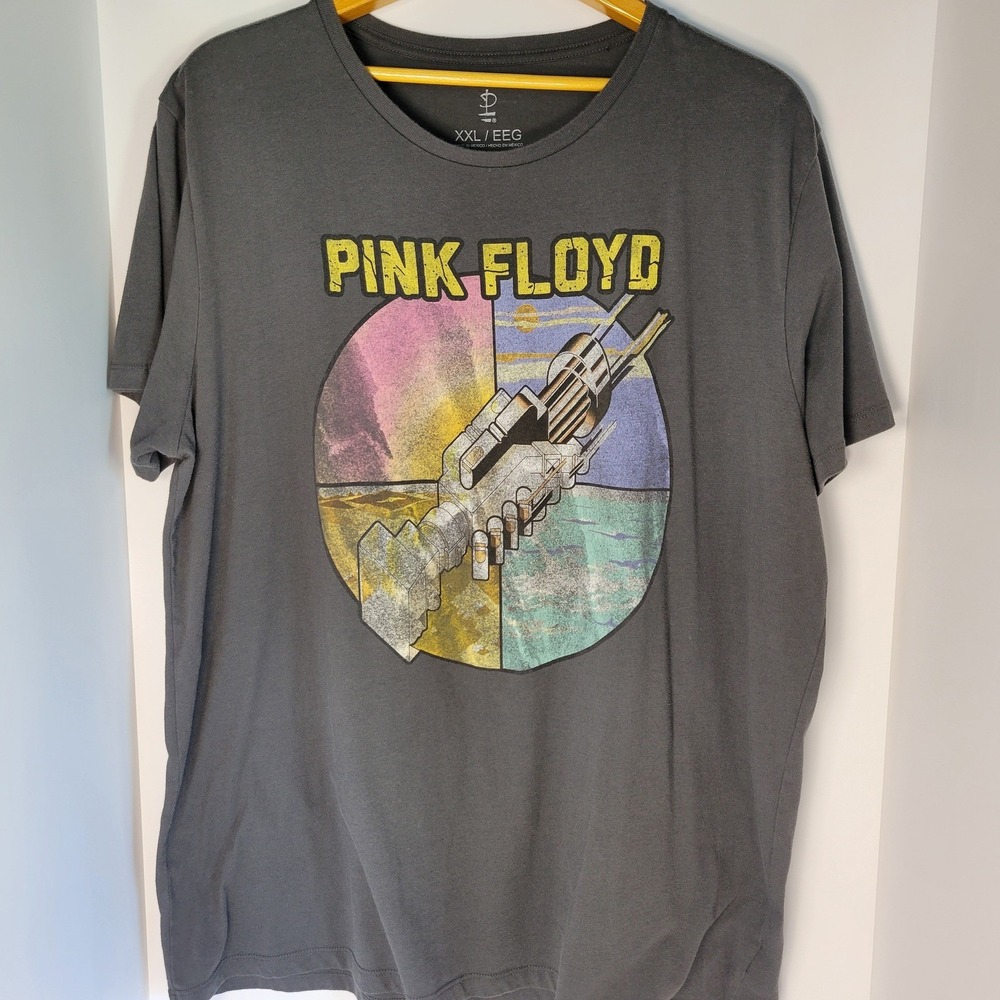 Pink Floyd Wish You Were Here Handshake Graphic T-Shirt Charcoal Gray XXL